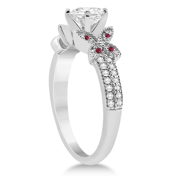 Butterfly Diamond & Ruby Bridal Set 18k White Gold (0.39ct)