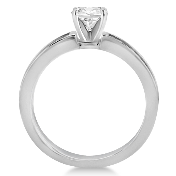 Carved Celtic Solitaire Engagement Ring in 14K White Gold