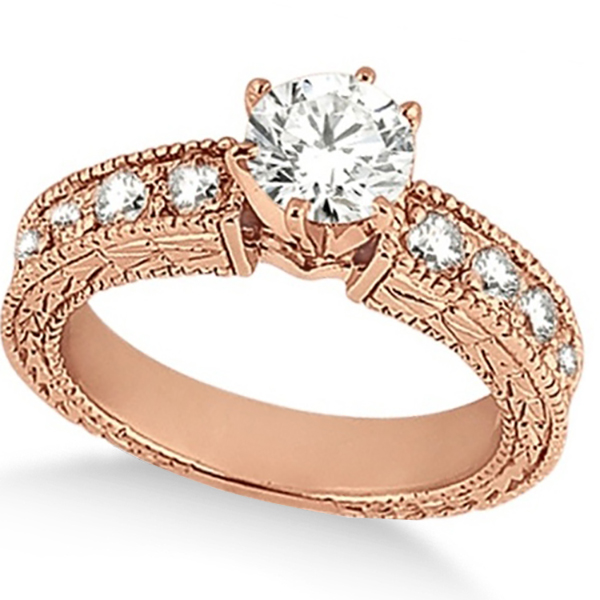 Antique Round Diamond Engagement Bridal Set 14k Rose Gold (2.41ct)