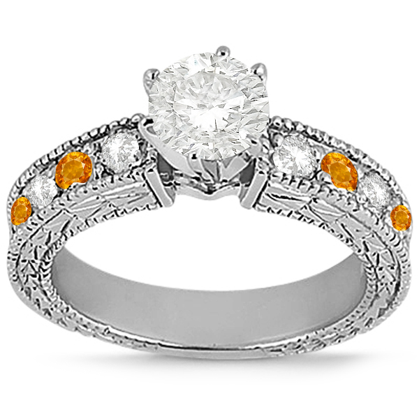 Antique Diamond & Citrine Bridal Set Platinum (1.80ct)