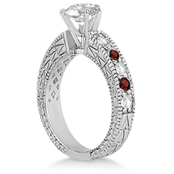 Antique Diamond & Garnet Bridal Set Platinum (1.80ct)