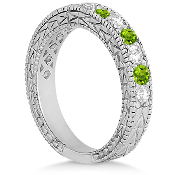 Antique Diamond & Peridot Bridal Set Palladium (1.80ct)