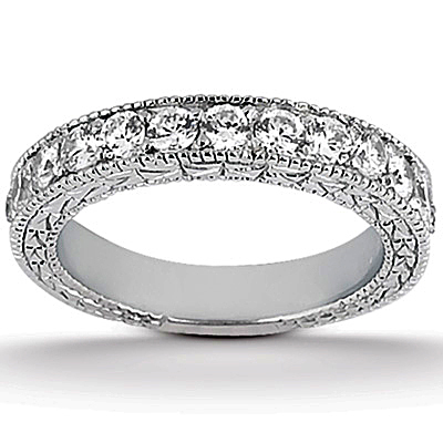 Antique Style Pave Set Wedding Ring Anniversary Band Platinum (1.00ct)