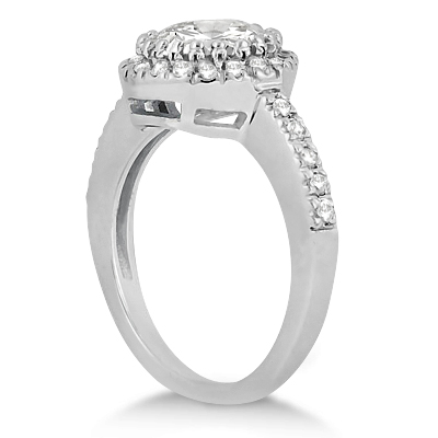 Pave Halo Diamond Engagement Ring Setting Platinum (0.35ct)