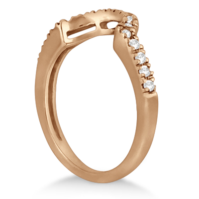 Pave Curved Diamond Wedding Band 14k Rose Gold (0.20ct)