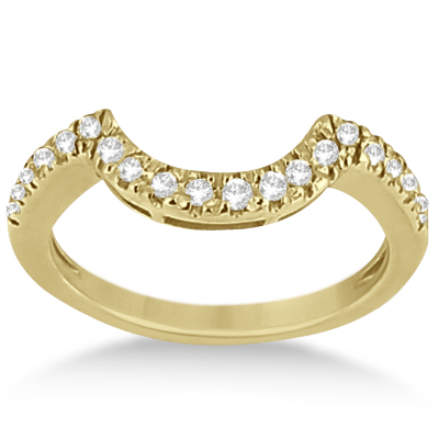 Pave Curved Diamond Wedding Band 14k Yellow Gold (0.20ct)
