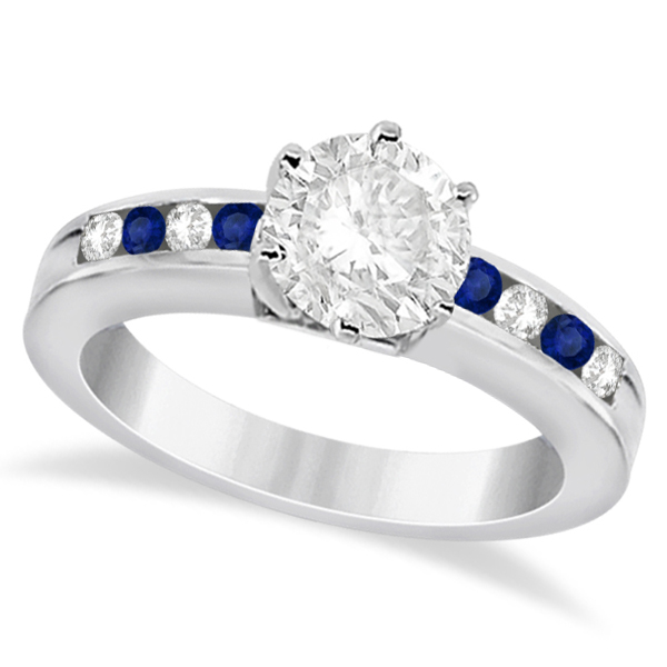 Semi-Eternity Blue Sapphire Gem Bridal Set Platinum (0.96ct)