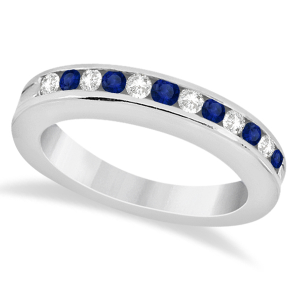 Semi-Eternity Blue Sapphire Gem Bridal Set Platinum (0.96ct)