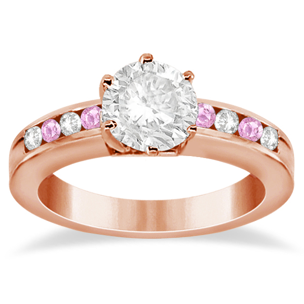Semi-Eternity Pink Sapphire Gem Bridal Set 14K Rose Gold (0.96ct)