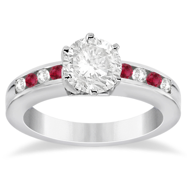 Semi-Eternity Ruby Gemstone & Diamond Bridal Set Platinum 0.96ct