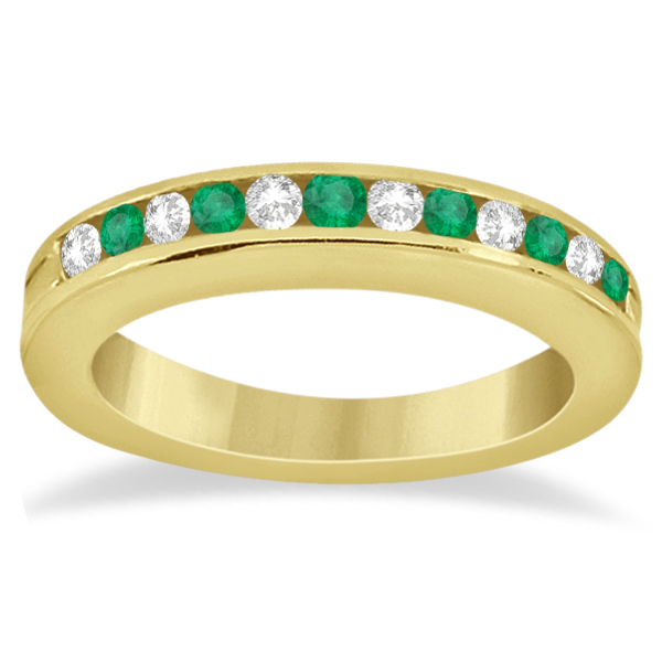 Semi-Eternity Emerald Wedding Band 14K Yellow Gold (0.56ct)
