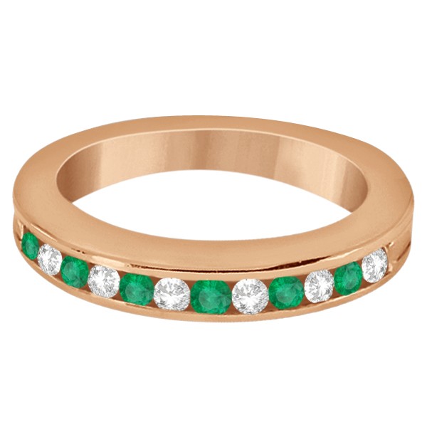 Semi-Eternity Emerald Wedding Band 18K Rose Gold (0.56ct)