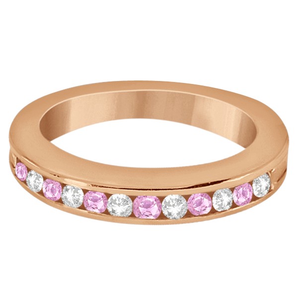Semi-Eternity Pink Sapphire Wedding Band 18K Rose Gold (0.56ct)