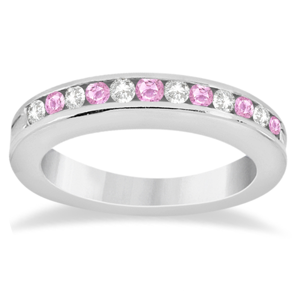 Semi-Eternity Pink Sapphire Wedding Band in Palladium (0.56ct)