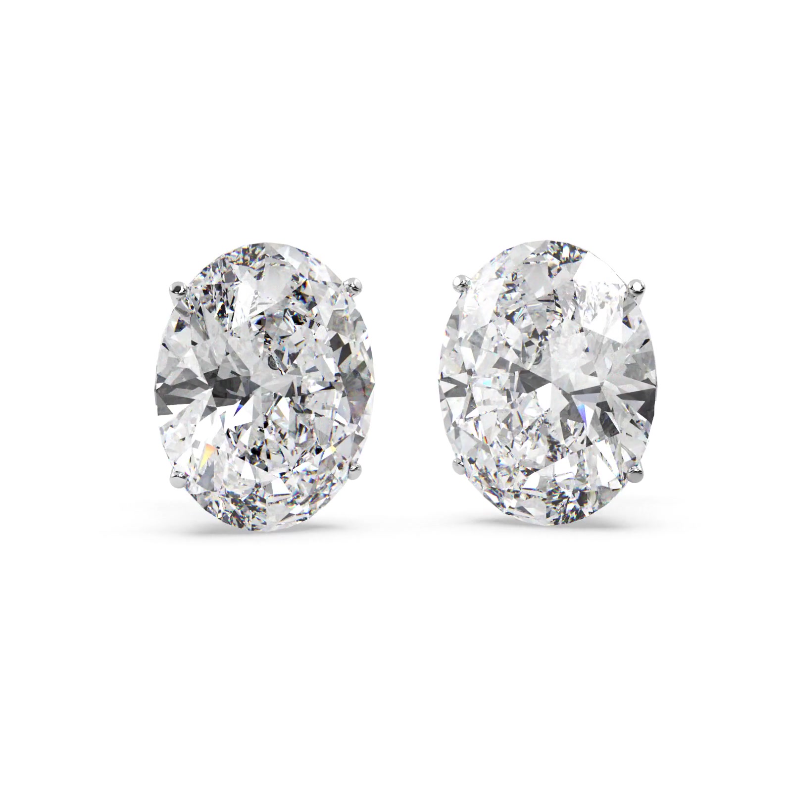 2.00ct. Oval-Cut Diamond Stud Earrings 18kt White Gold (H, SI1-SI2)