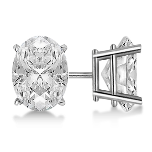 2.00ct. Oval-Cut Lab Diamond Stud Earrings Platinum (G-H, SI1)