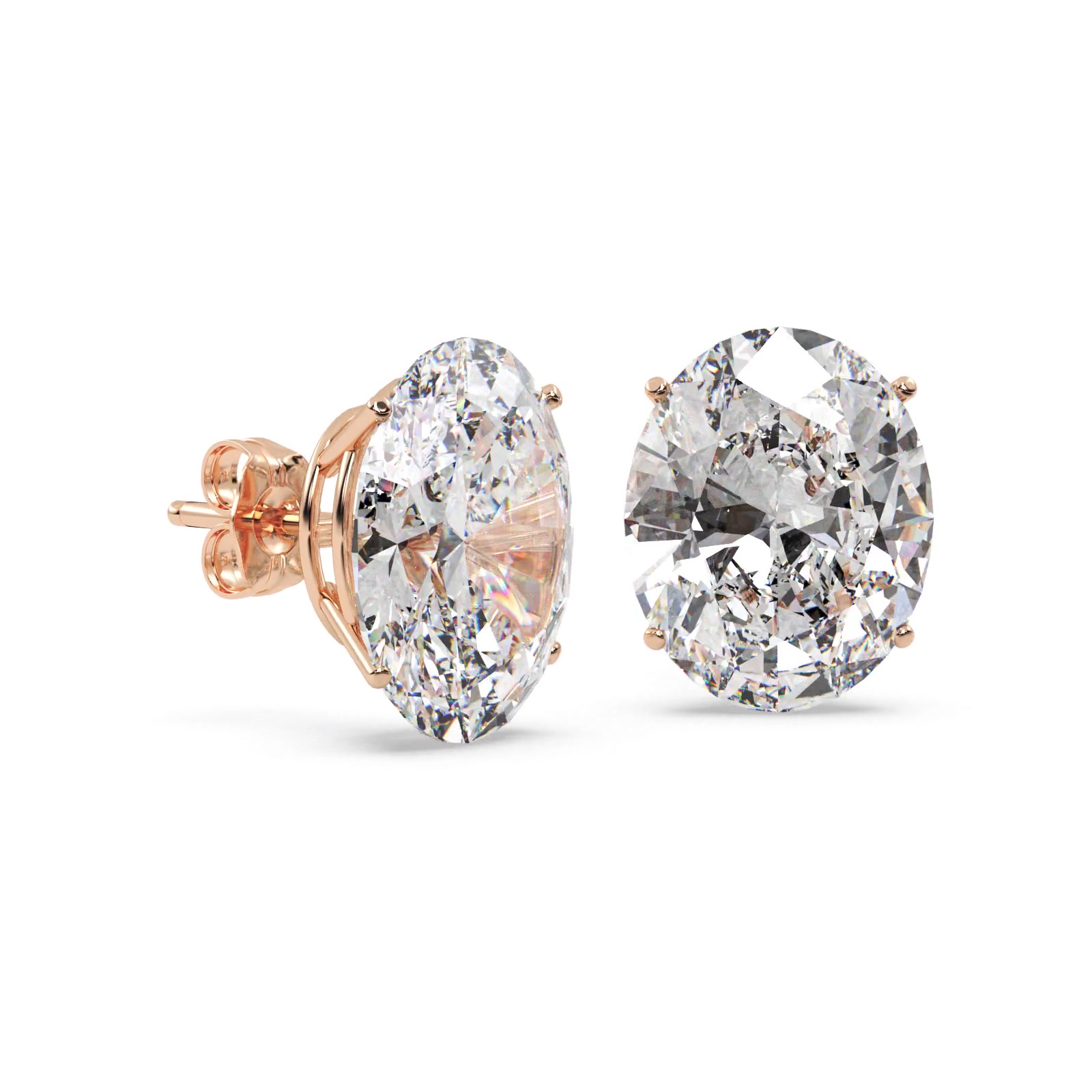 1.00ct. Oval-Cut Diamond Stud Earrings 14kt Rose Gold (G-H, VS2-SI1)