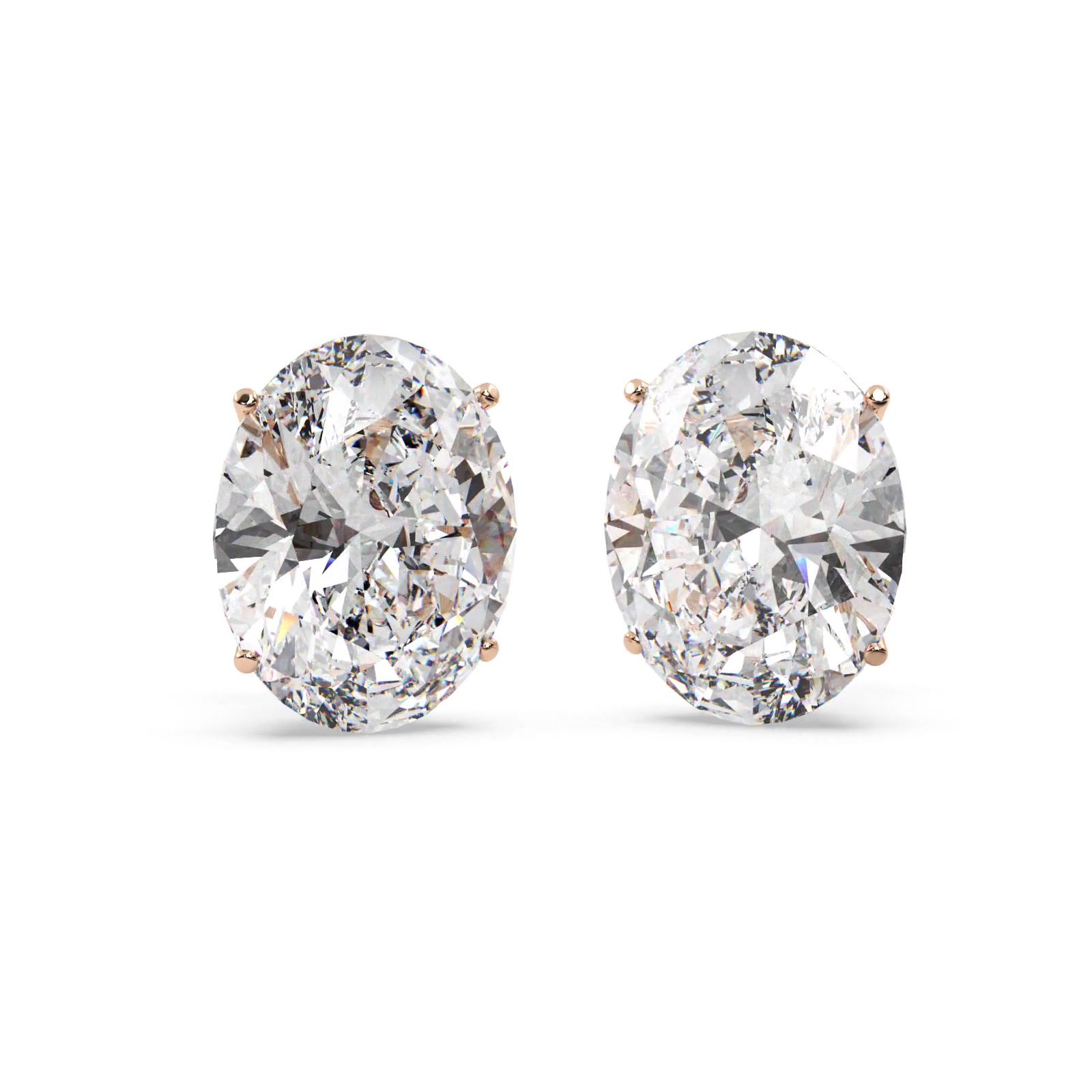 0.50ct. Oval-Cut Diamond Stud Earrings 18kt Rose Gold (G-H, VS2-SI1)
