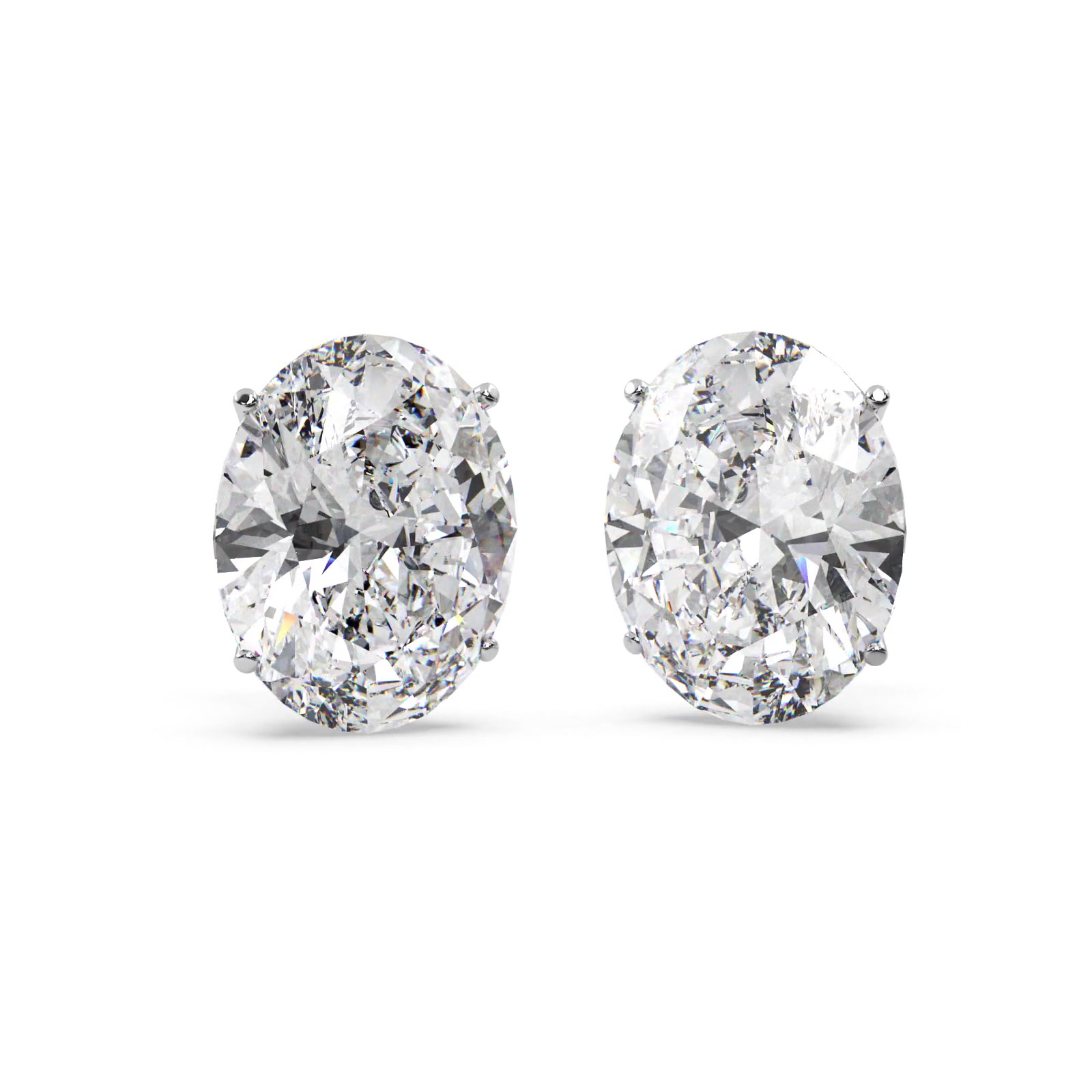 2.00ct. Oval-Cut Diamond Stud Earrings 18kt White Gold (G-H, VS2-SI1)