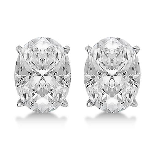 0.50ct. Oval-Cut Diamond Stud Earrings 18kt White Gold (G-H, VS2-SI1)