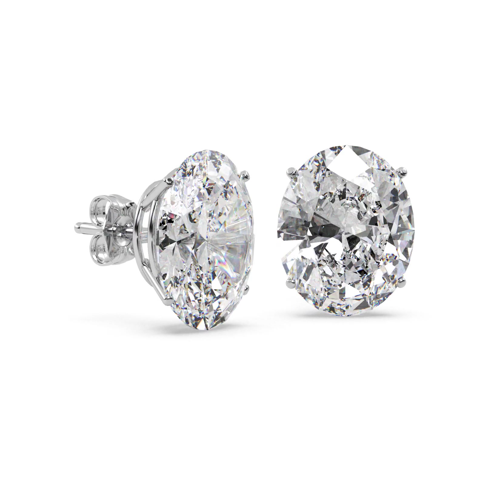 0.75ct. Oval-Cut Diamond Stud Earrings 18kt White Gold (G-H, VS2-SI1)