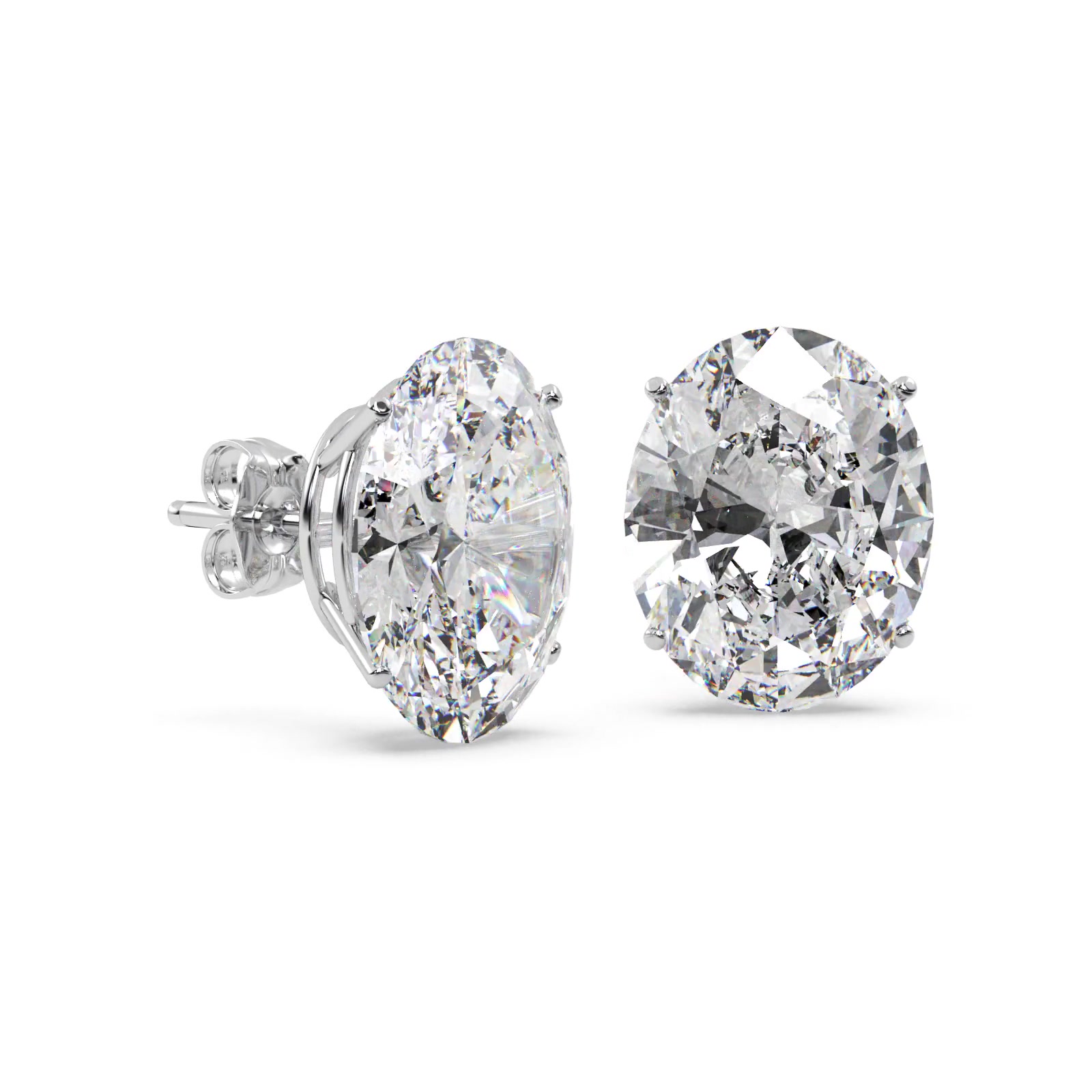 0.50ct. Oval-Cut Moissanite Stud Earrings 14kt White Gold (F-G, VVS1)
