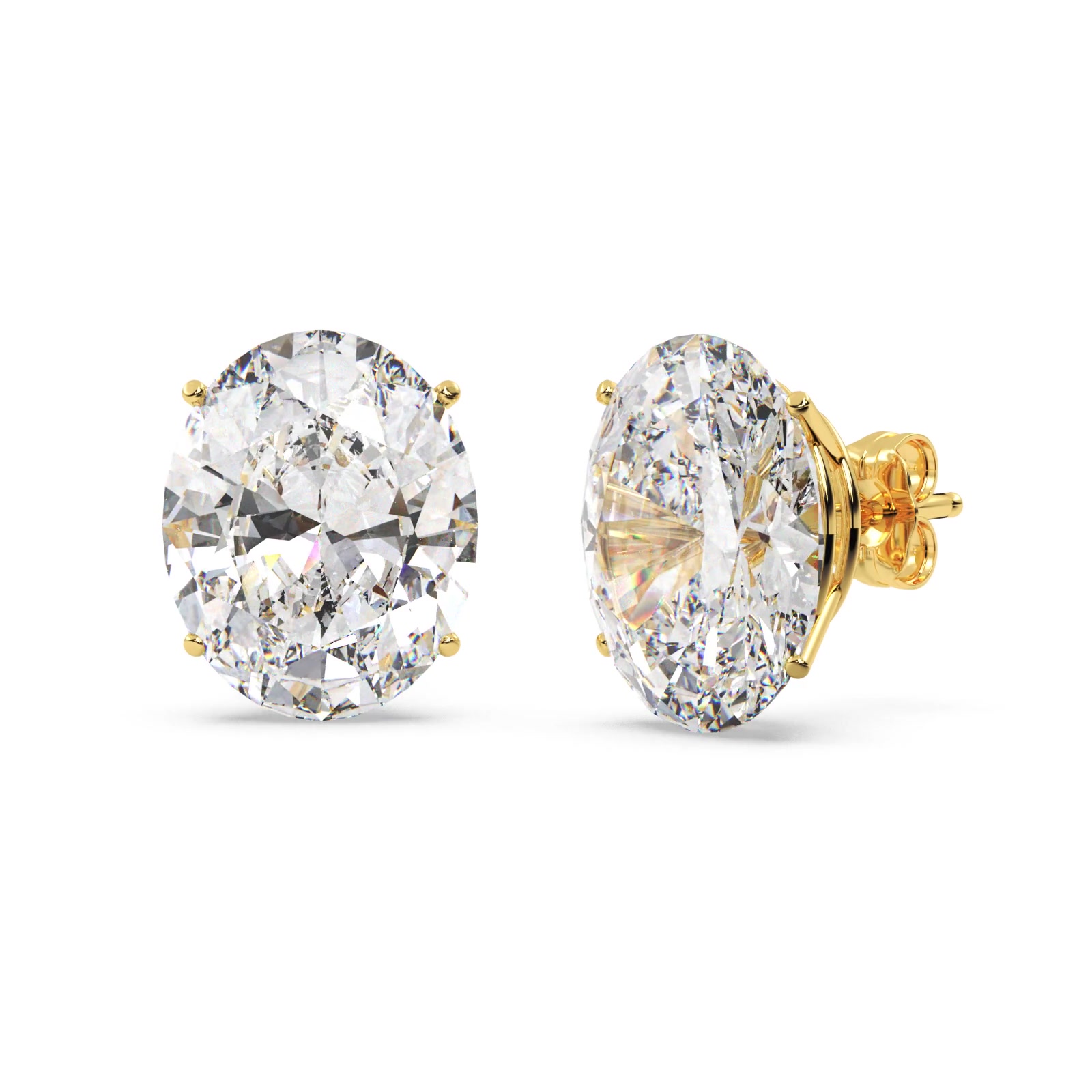 2.00ct. Oval-Cut Moissanite Stud Earrings 18kt Yellow Gold (F-G, VVS1)