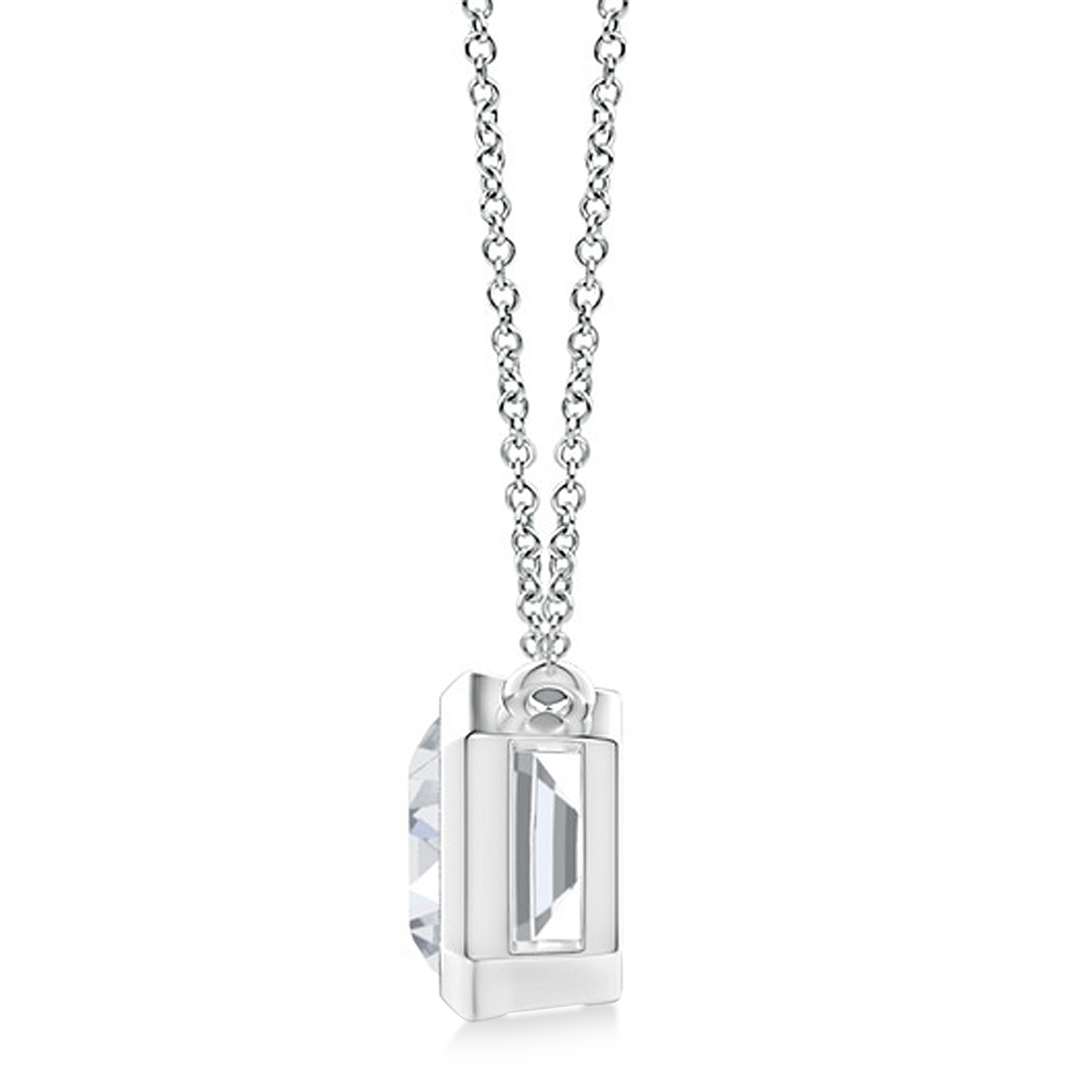Lab Diamond Bezel Pendant Necklace Sterling Silver (0.66ct)