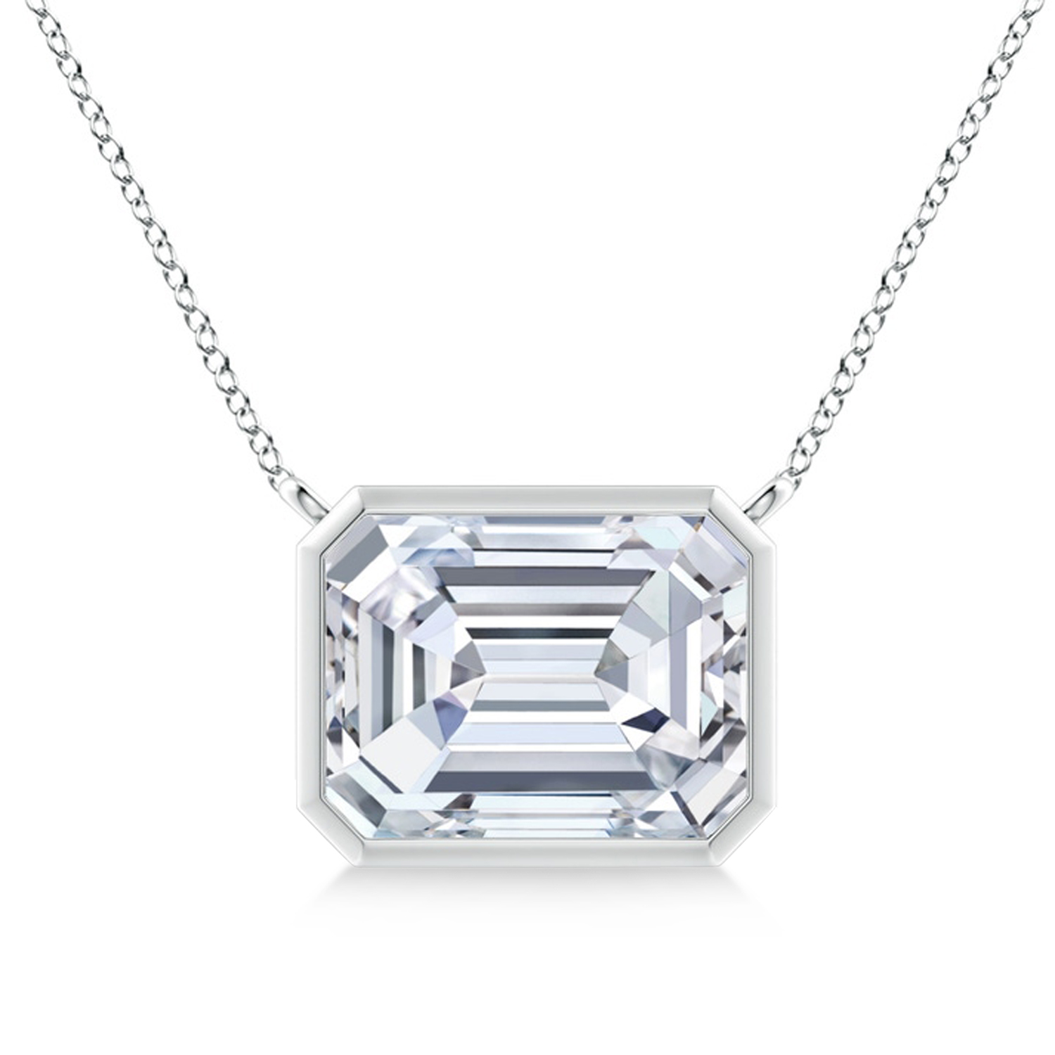 Lab Diamond Bezel Pendant Necklace Sterling Silver (10.20ct)
