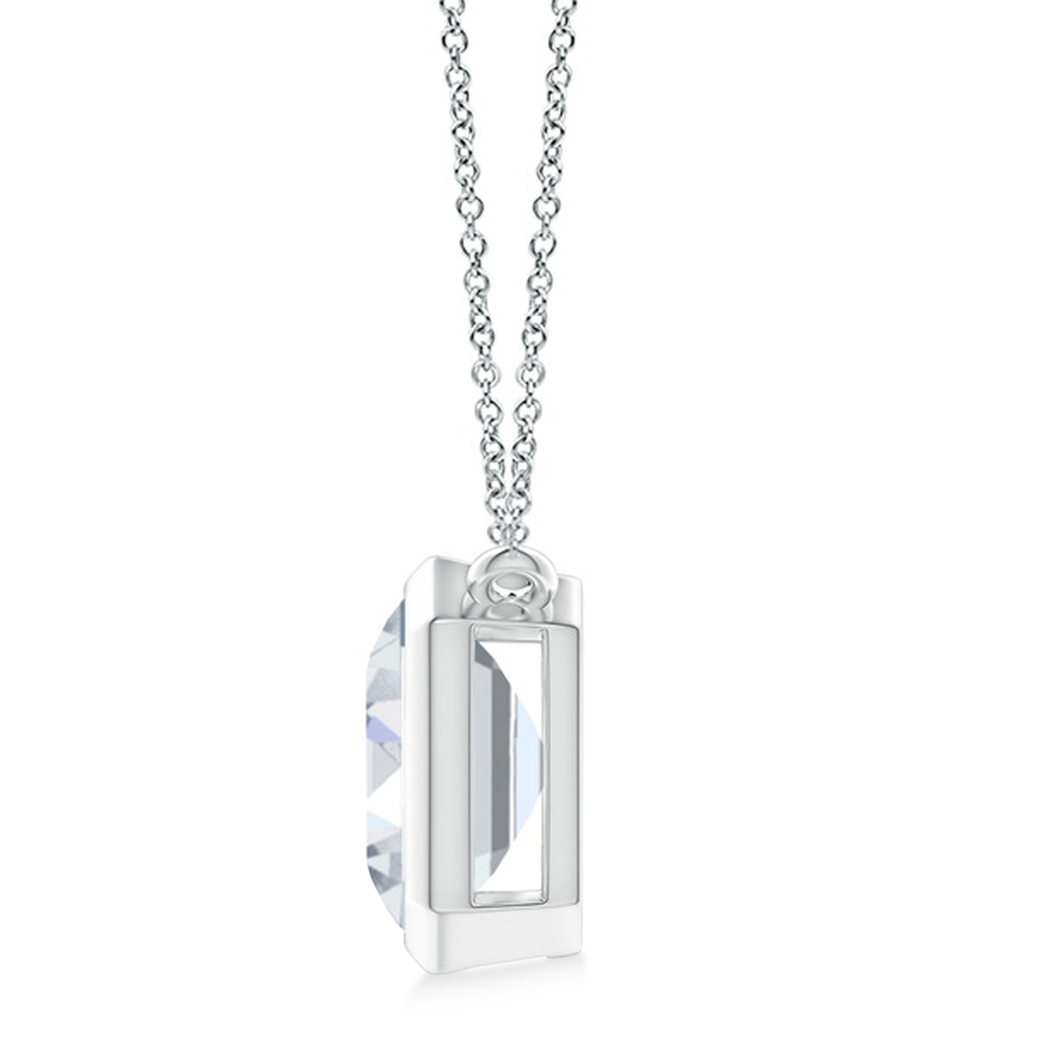 Lab Diamond Bezel Pendant Necklace Sterling Silver (10.20ct)