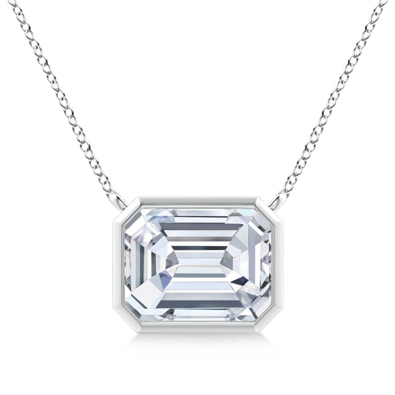 Lab Diamond Bezel Pendant Necklace Sterling Silver (2.10ct)
