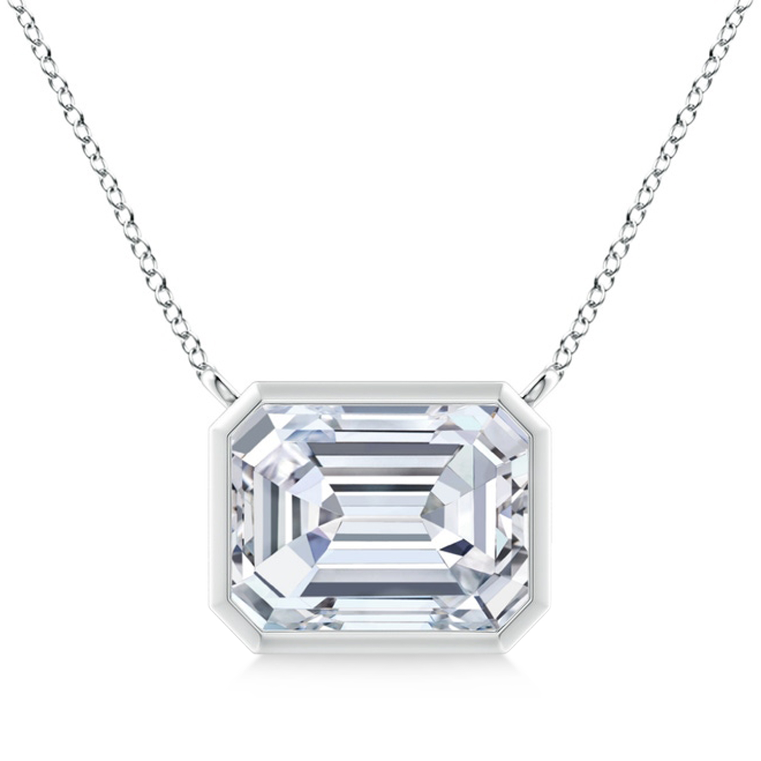 Lab Diamond Bezel Pendant Necklace 14K White Gold (4.30ct)
