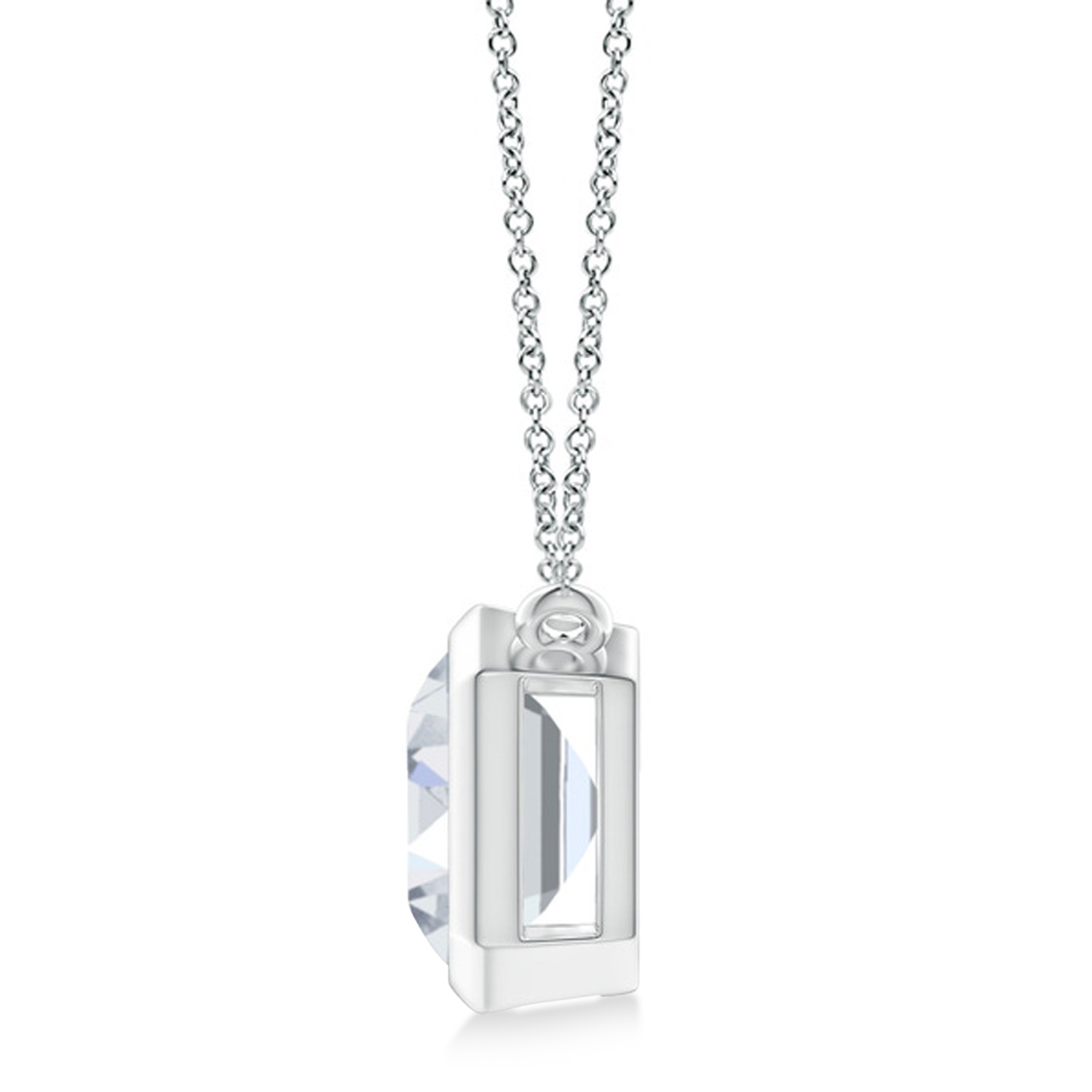 Lab Diamond Bezel Pendant Necklace Sterling Silver (4.30ct)