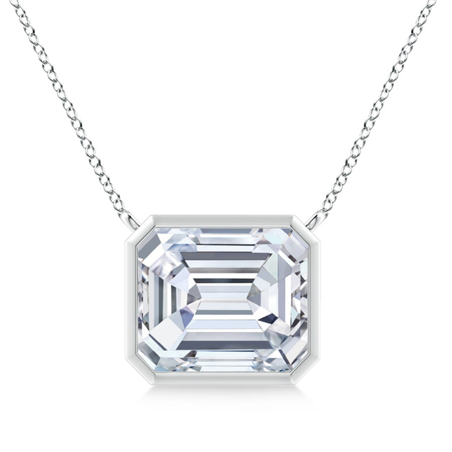 Lab Diamond Bezel Pendant Necklace 14K White Gold (5.60ct)