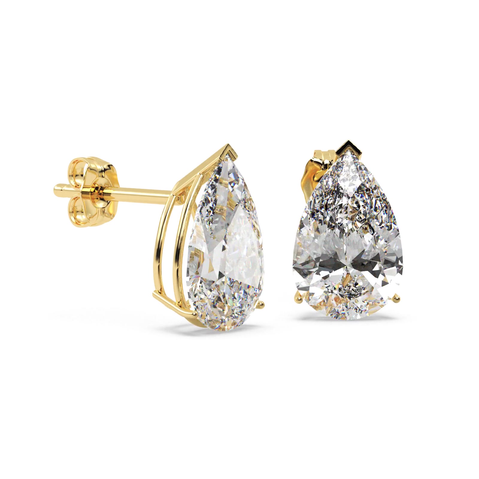 0.75ct Pear-Cut Diamond Stud Earrings 14kt Yellow Gold (G-H, VS2-SI1)
