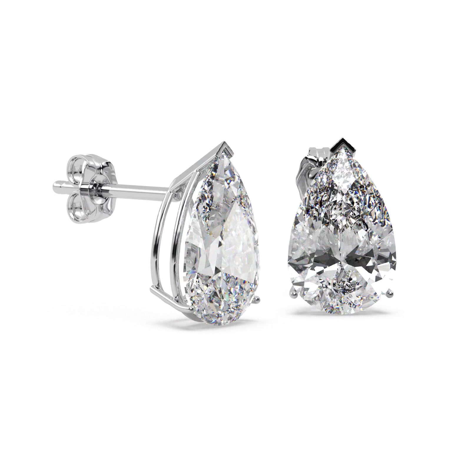 1.50ct Pear-Cut Diamond Stud Earrings 18kt White Gold (G-H, VS2-SI1)