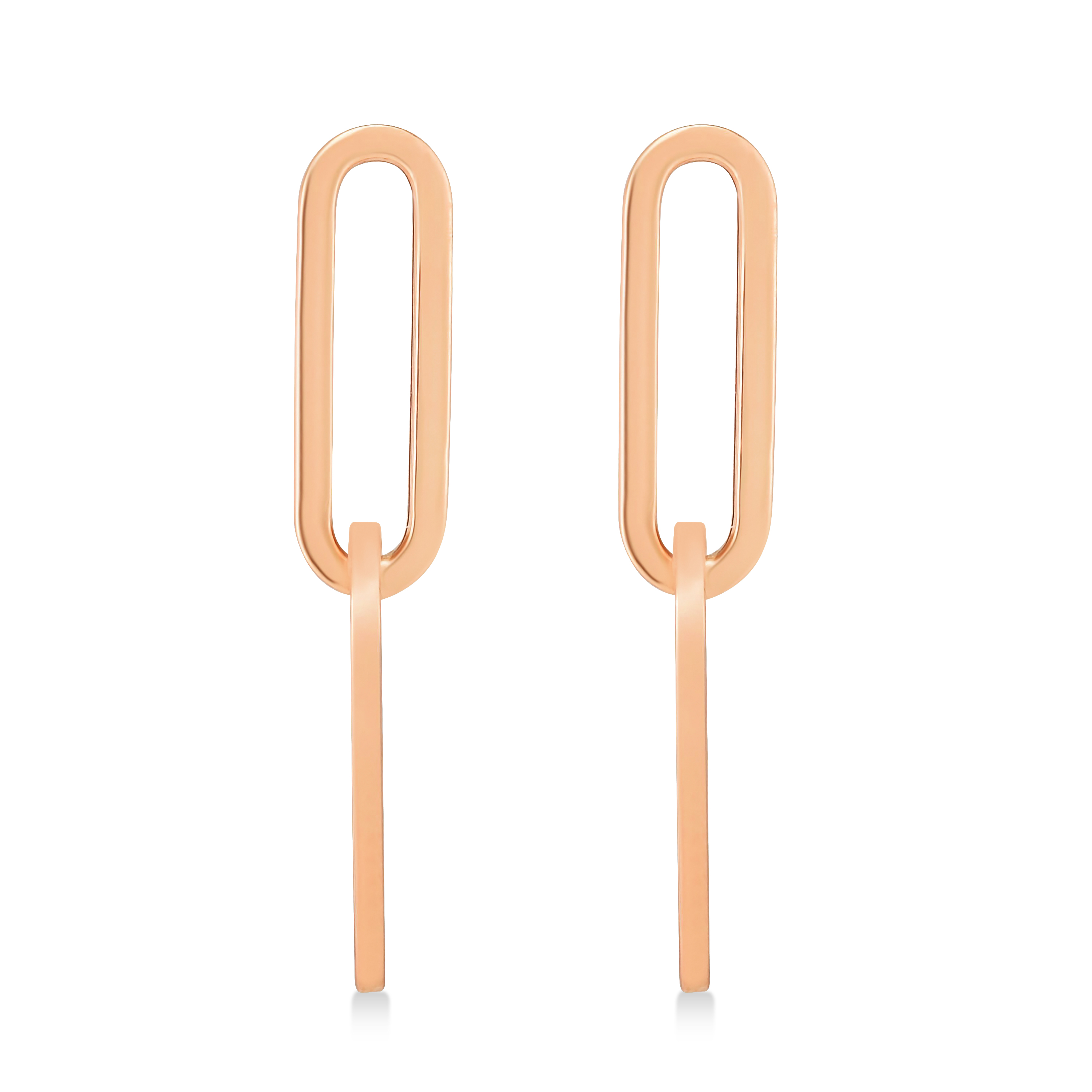 Two Link Chain Paperclip Drop Earrings 14k Rose Gold