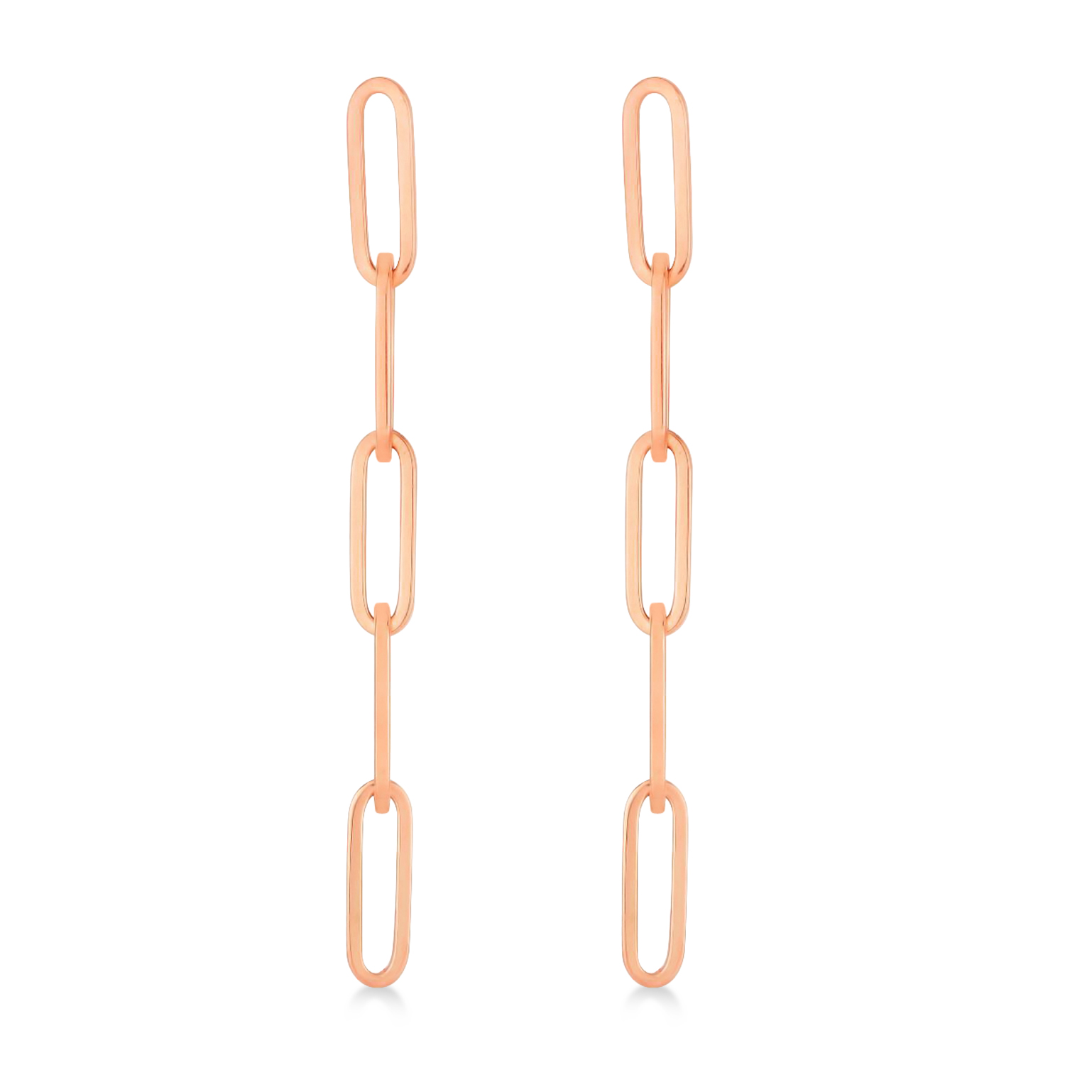 Five Link Chain Paperclip Drop Earrings 14k Rose Gold