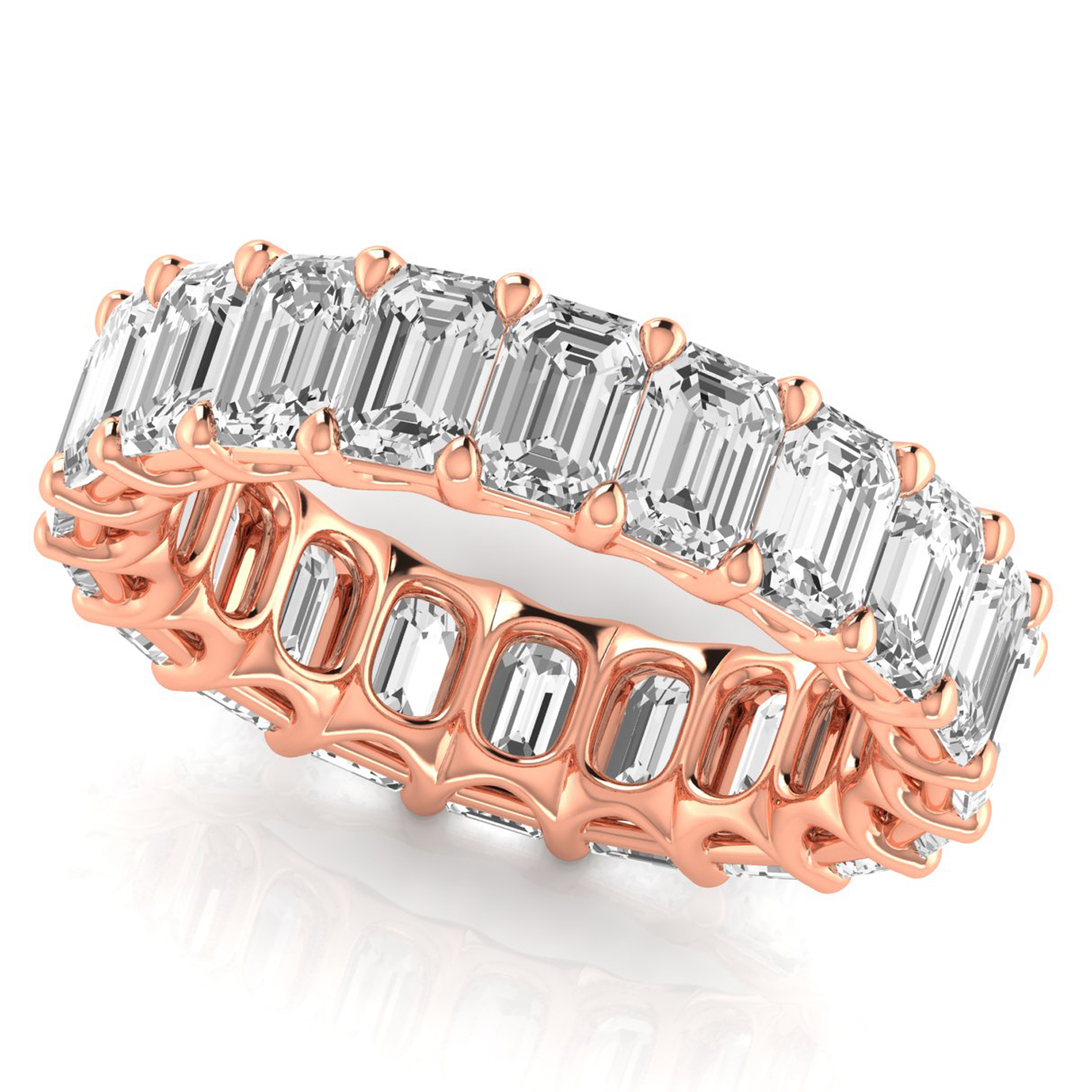 Emerald Cut Diamonds Eternity Ring Wedding Band 14K Rose Gold (6.10ct)