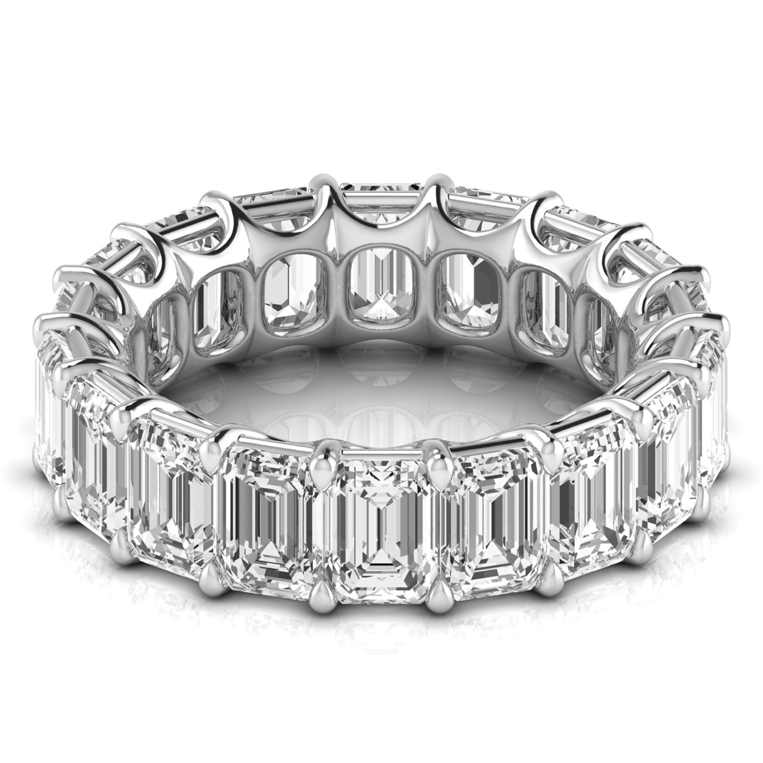 Emerald Cut Diamonds Eternity Ring Wedding Band 14K White Gold (8.64ct)