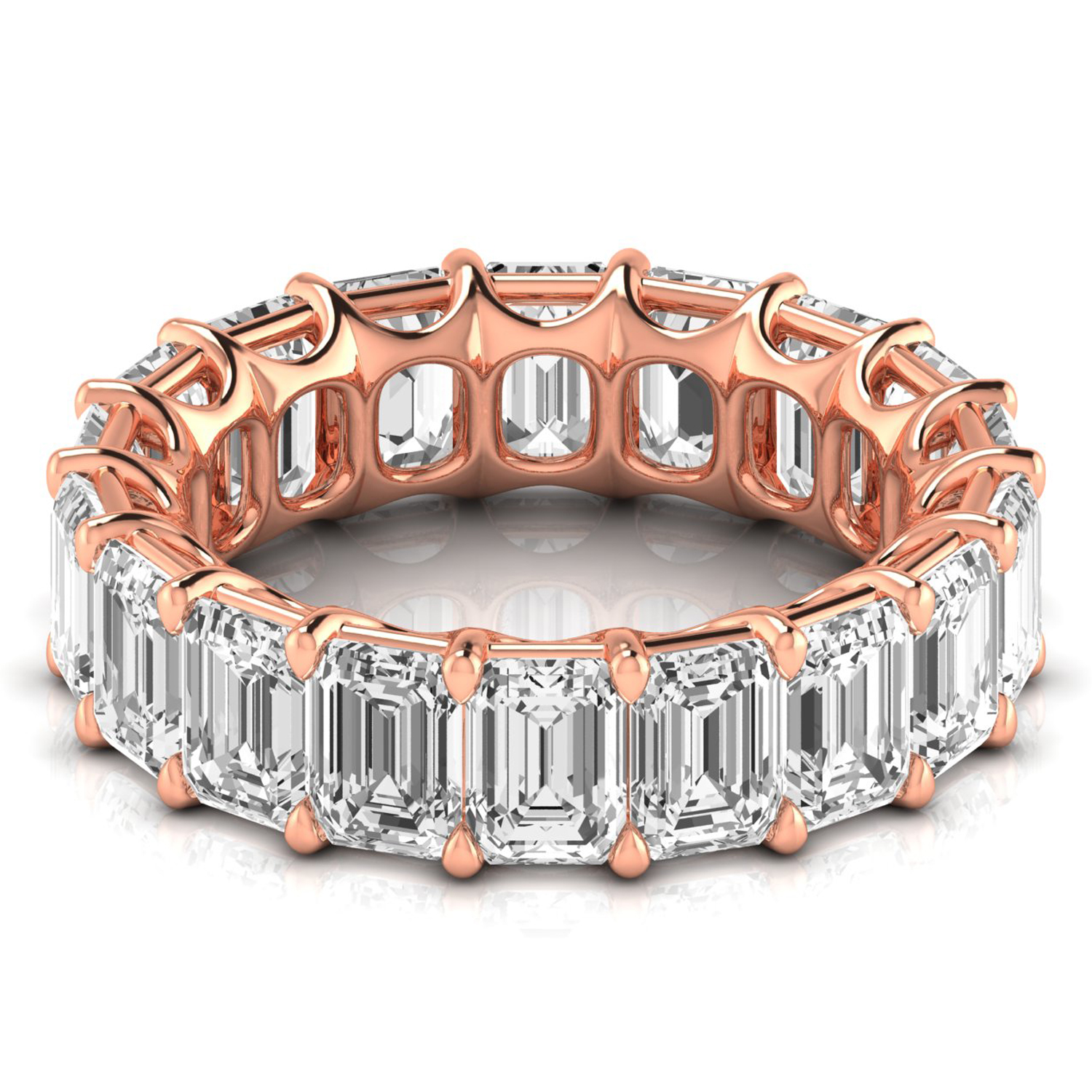 Emerald Cut Diamonds Eternity Ring Wedding Band 18K Rose Gold (8.64ct)
