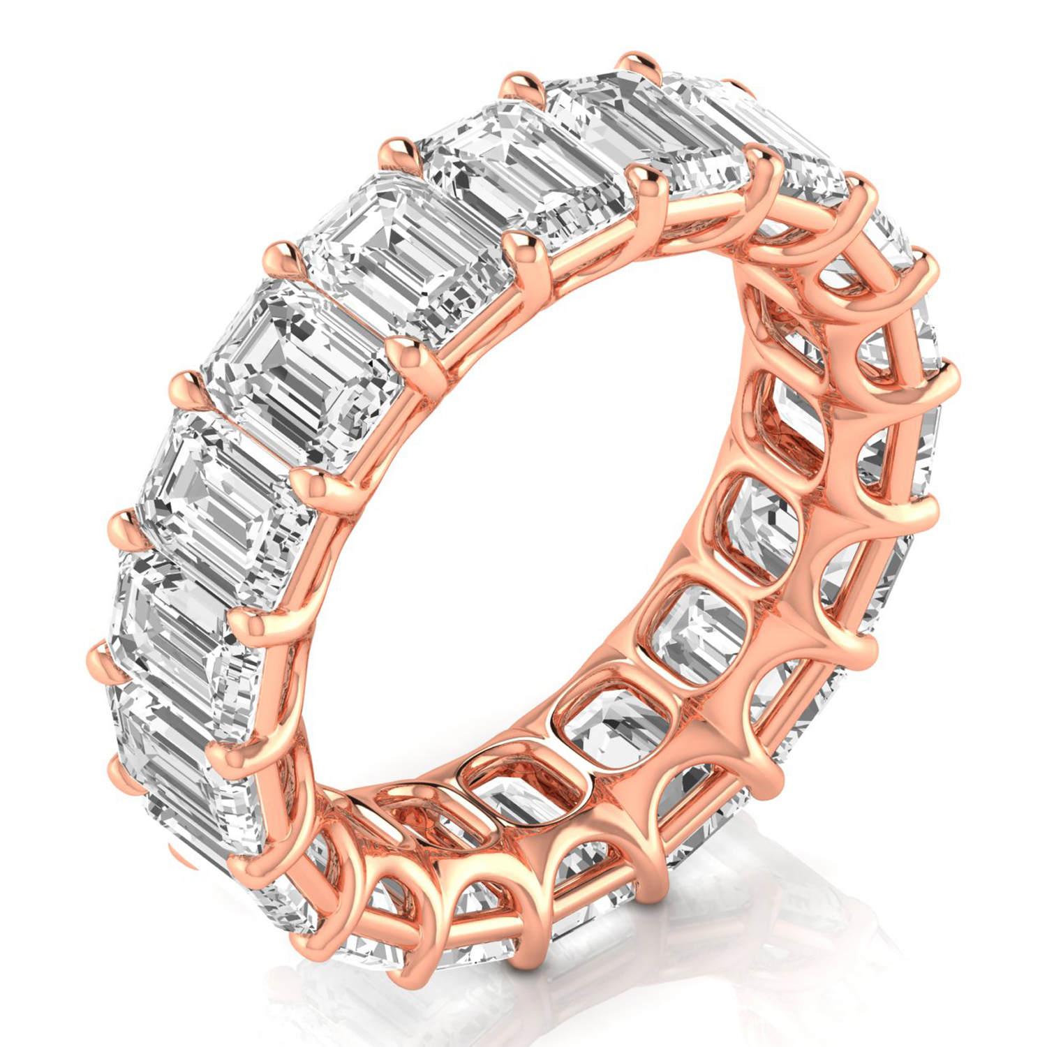 Emerald Cut Diamonds Eternity Ring Wedding Band 18K Rose Gold (8.64ct)