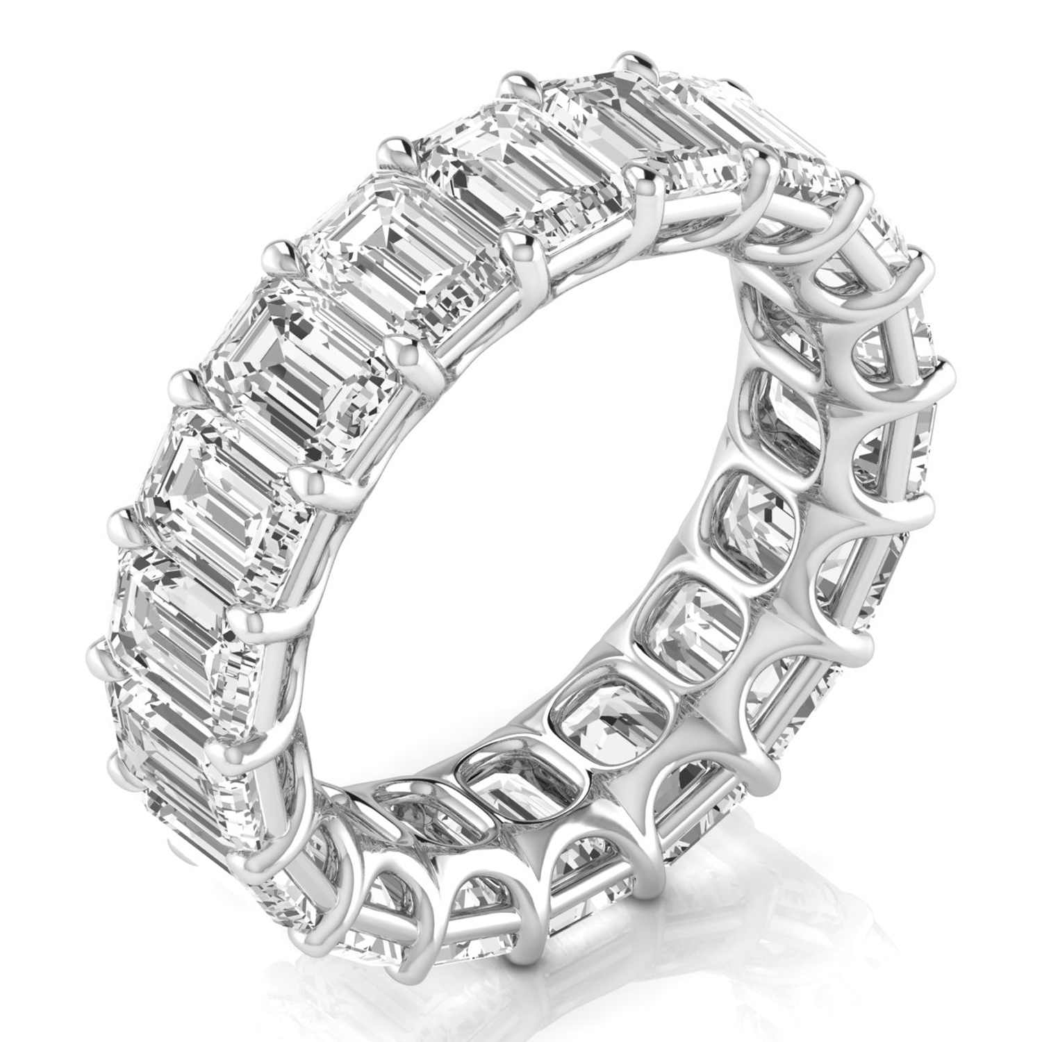 Emerald Cut Diamonds Eternity Ring Wedding Band 18K White Gold (8.64ct)
