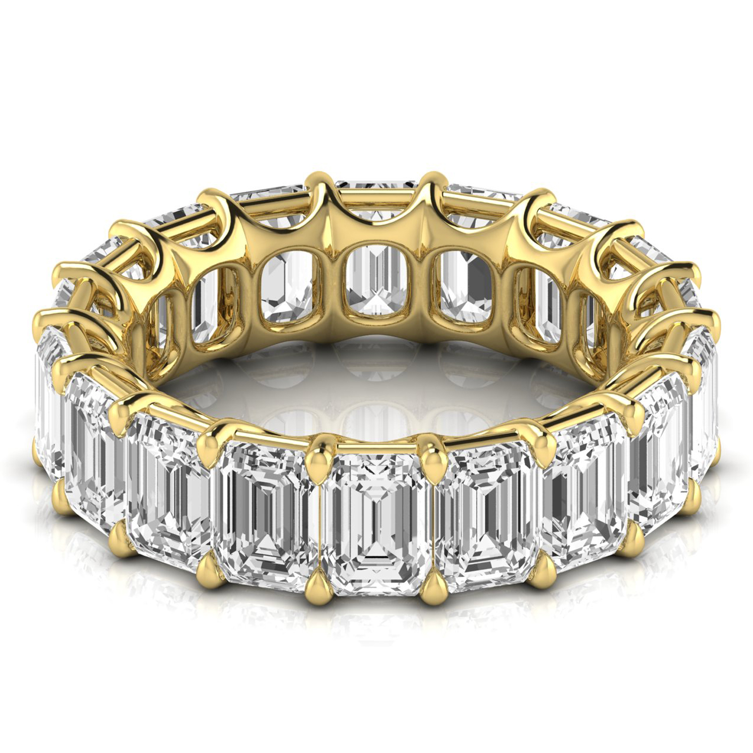 Emerald Cut Diamonds Eternity Ring Wedding Band 18K Yellow Gold (8.64ct)