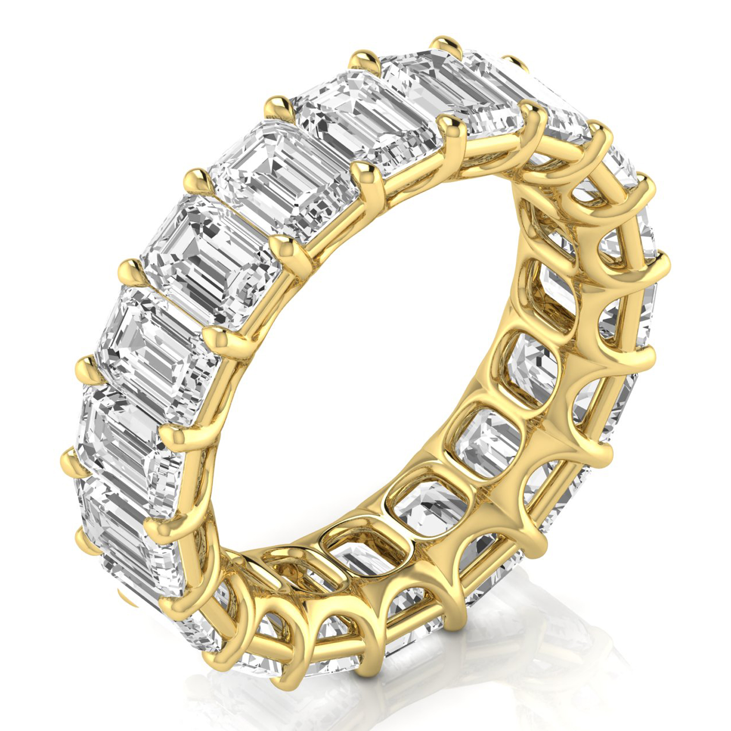 Emerald Cut Diamonds Eternity Ring Wedding Band 18K Yellow Gold (8.64ct)