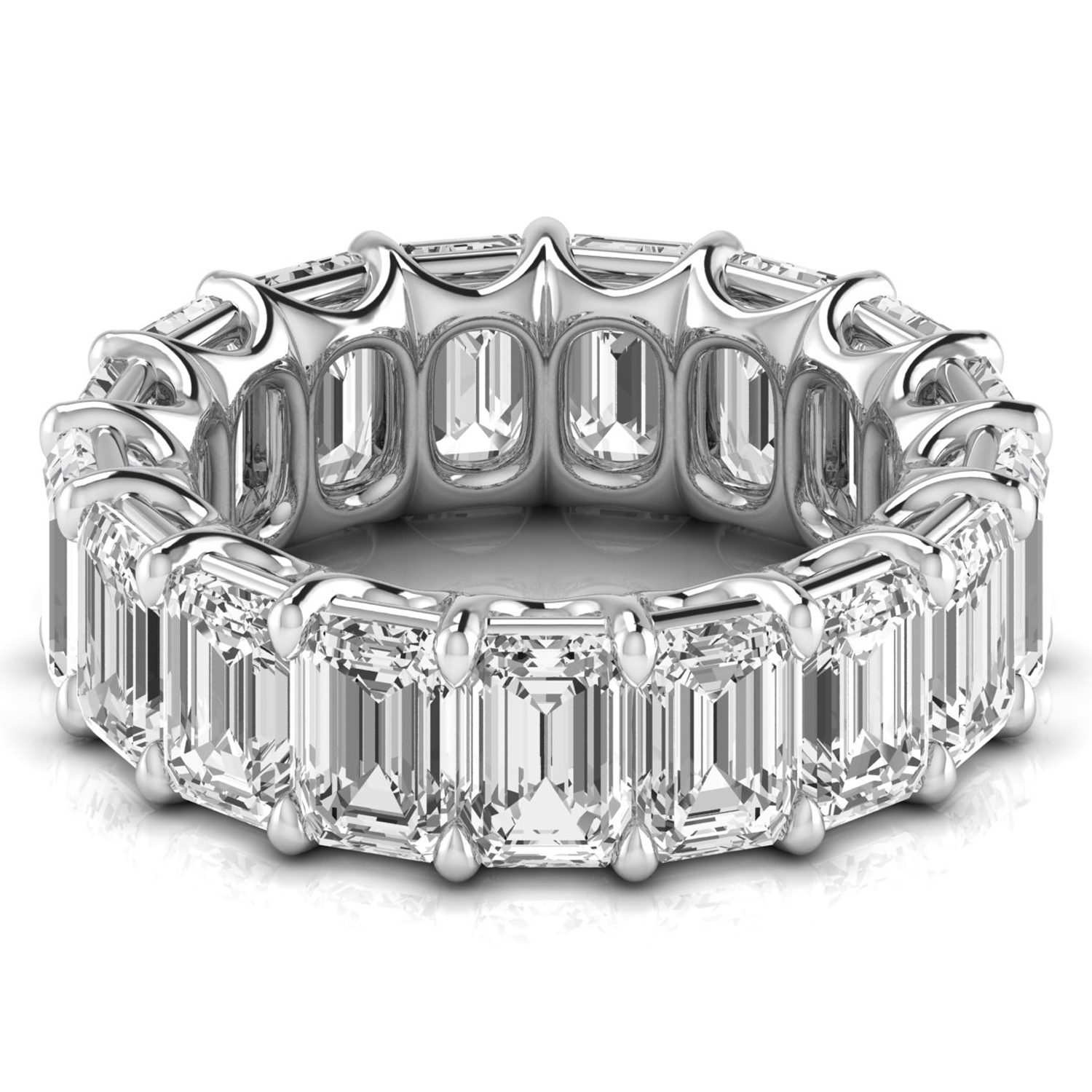 Emerald Cut Lab Grown Diamonds Eternity Ring Wedding Band 14K White Gold (12.00ct)