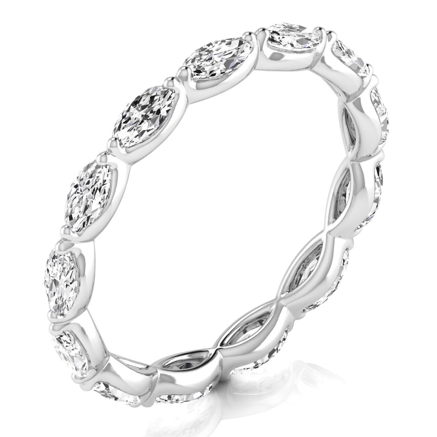 Marquise Cut Lab Grown Diamonds Eternity Ring Wedding Band 14K White Gold (1.17ct)
