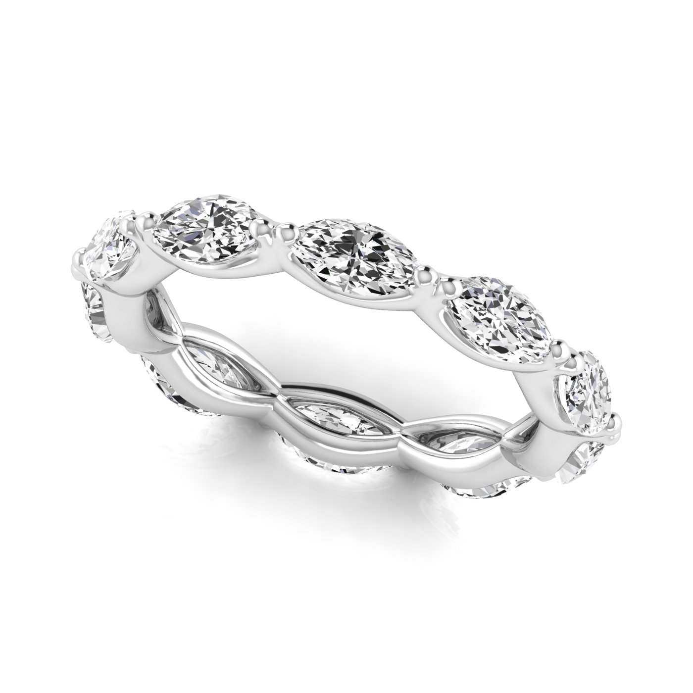 Marquise Cut Diamonds Eternity Ring Wedding Band 18K White Gold (2.35ct)