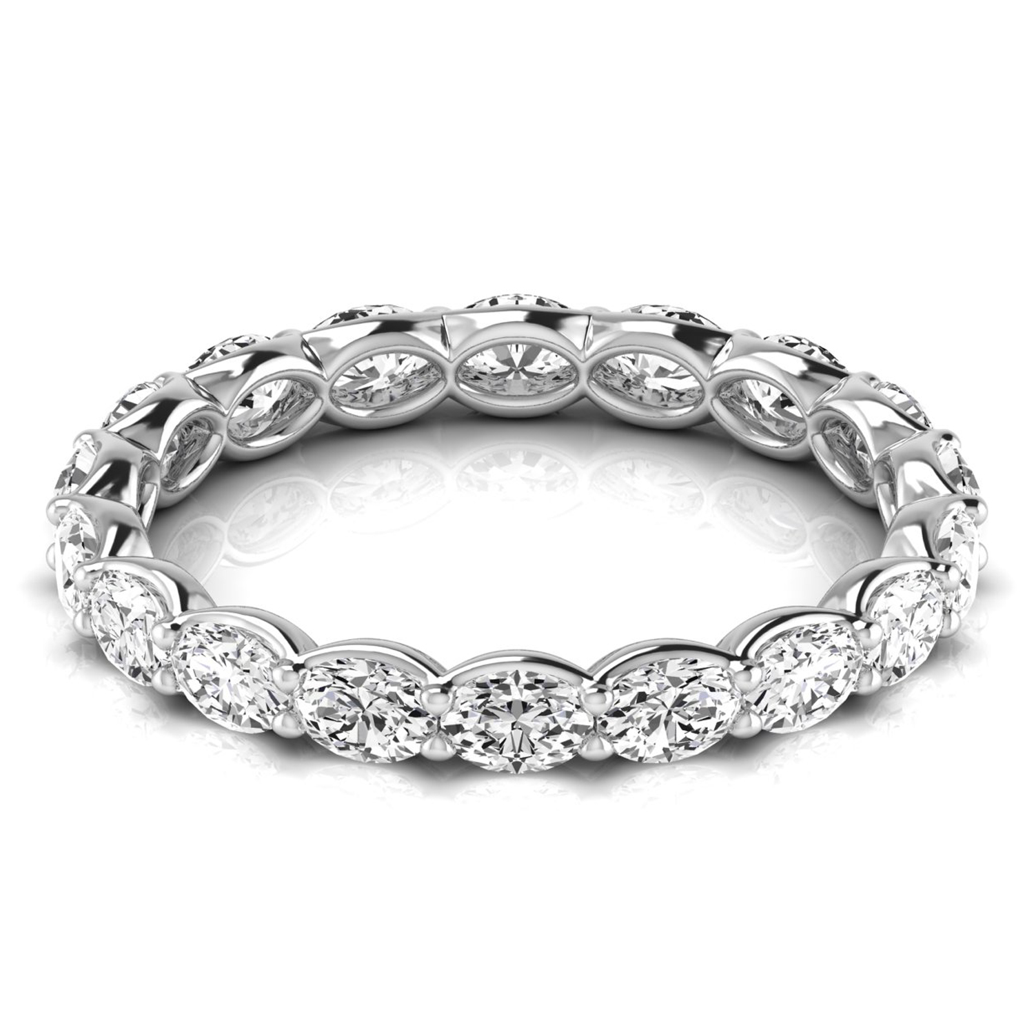 Oval Cut Diamonds Eternity Ring Wedding Band 14K White Gold (2.00ct)