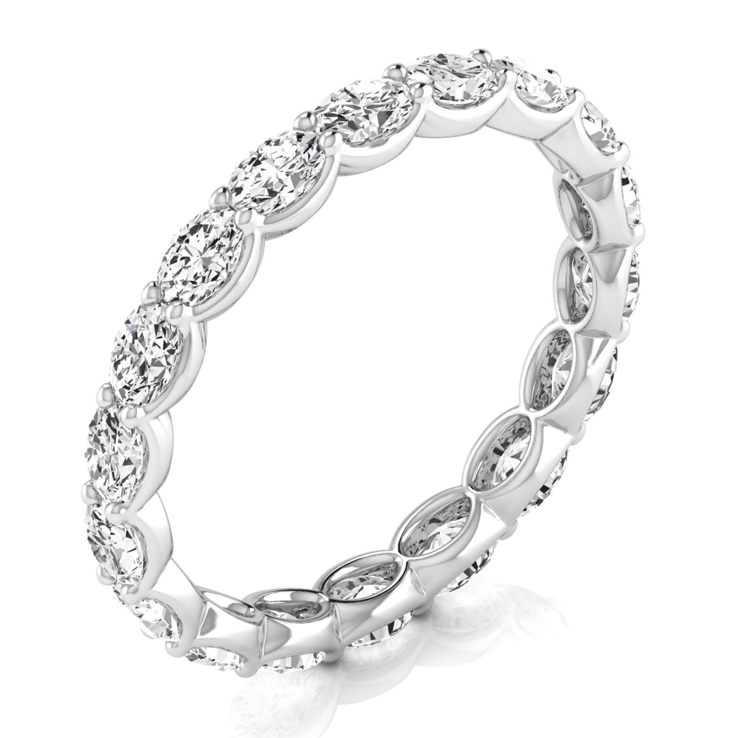 Oval Cut Diamonds Eternity Ring Wedding Band 14K White Gold (2.00ct)